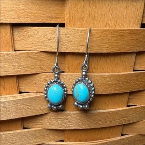 Southwest Turquoise and Sterling Silver Dangle Earrings